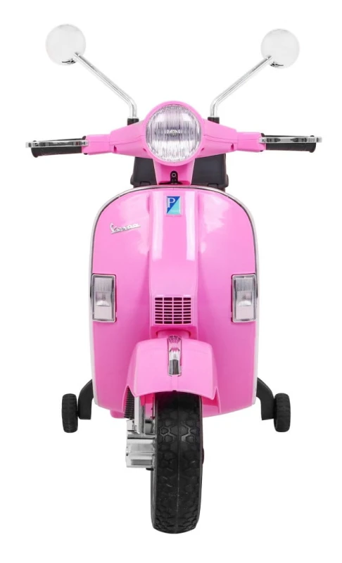Skuter elektryczny Vespa Ramiż różowy – dzieci, koła pomocnicze, audio
