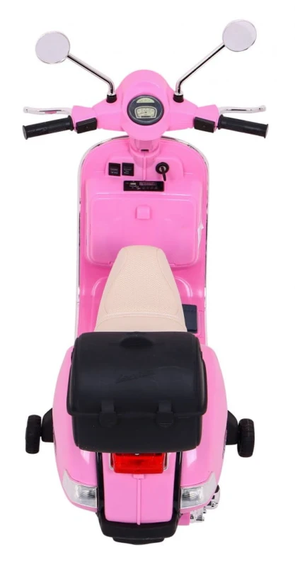 Skuter elektryczny Vespa Ramiż różowy – dzieci, koła pomocnicze, audio