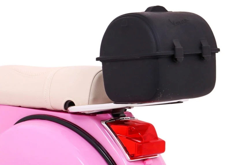 Skuter elektryczny Vespa Ramiż różowy – dzieci, koła pomocnicze, audio