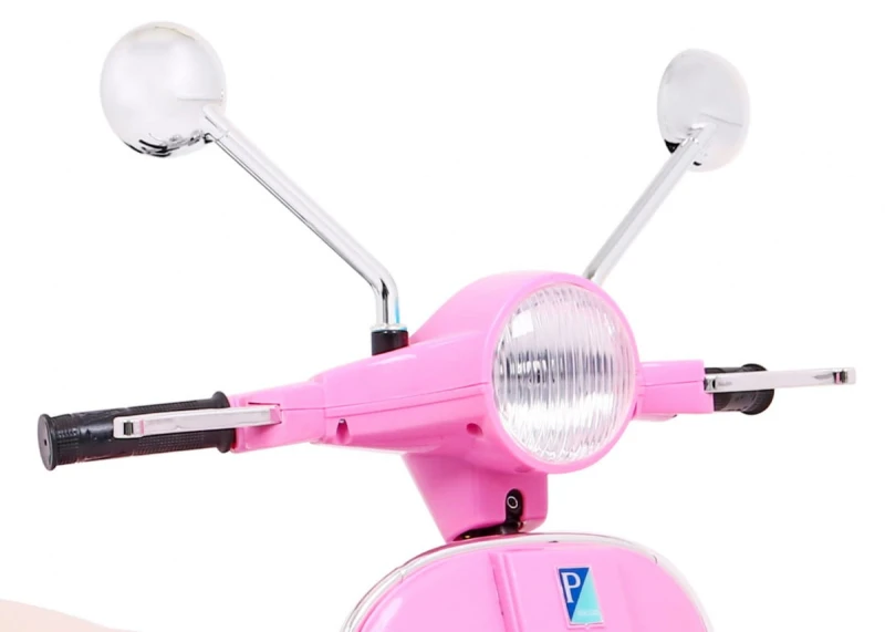 Skuter Vespa elektryczny dla dzieci Różowy + Kółka pomocnicze + Audio + Ekoskóra + EVA + Wolny Start