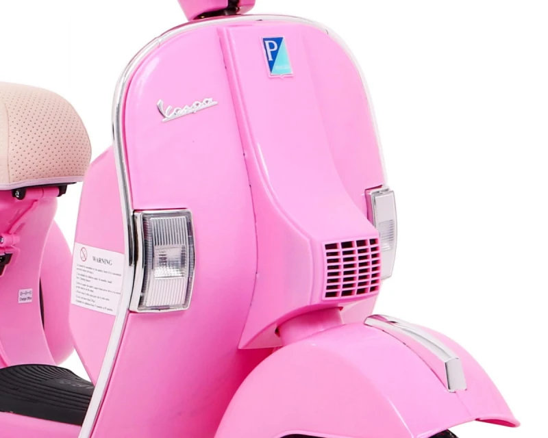 Skuter elektryczny Vespa Ramiż różowy – dzieci, koła pomocnicze, audio