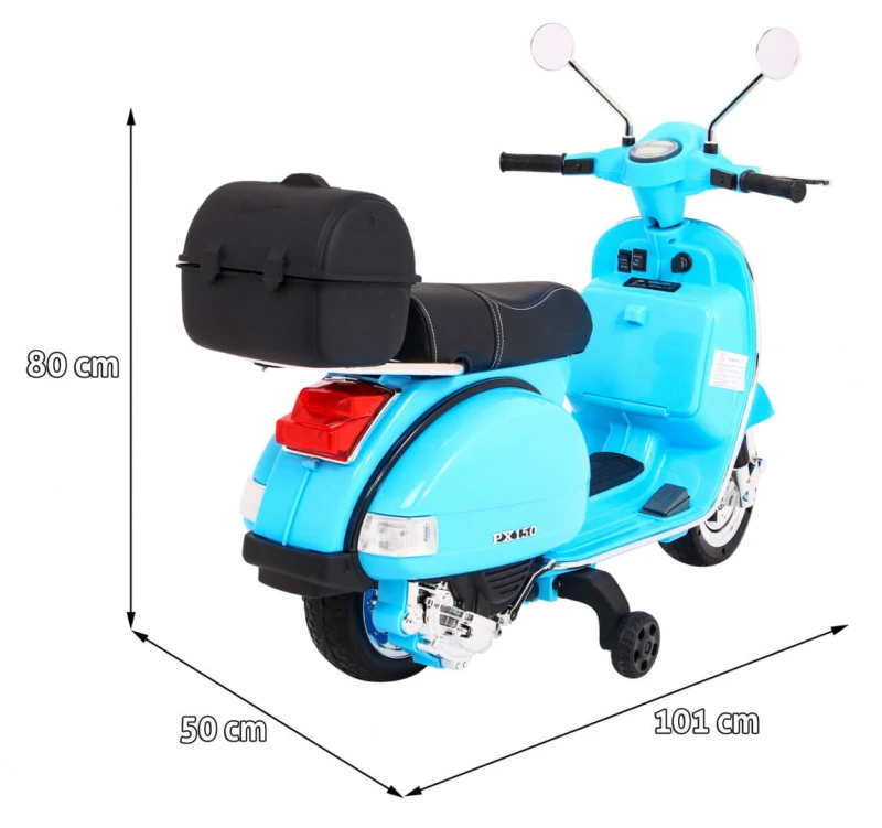Skuter elektryczny Vespa Ramiż dla dzieci niebieski 101x50x80 cm