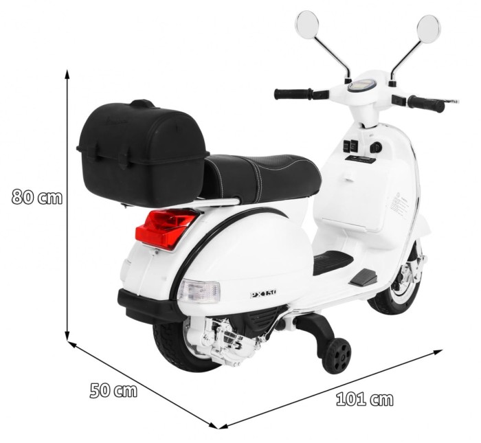Skuter elektryczny Vespa Ramiż biały dla dzieci 12V 25W