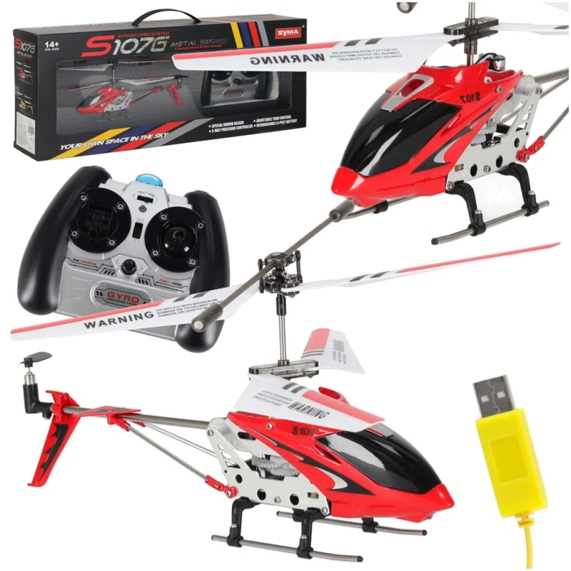 Helikopter RC Syma S107G czerwony – stabilizacja GYRO, 22 cm
