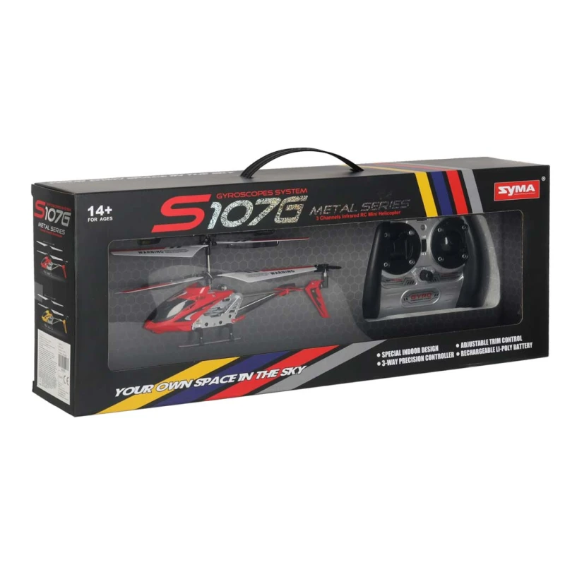 Helikopter RC Syma S107G czerwony – stabilizacja GYRO, 22 cm