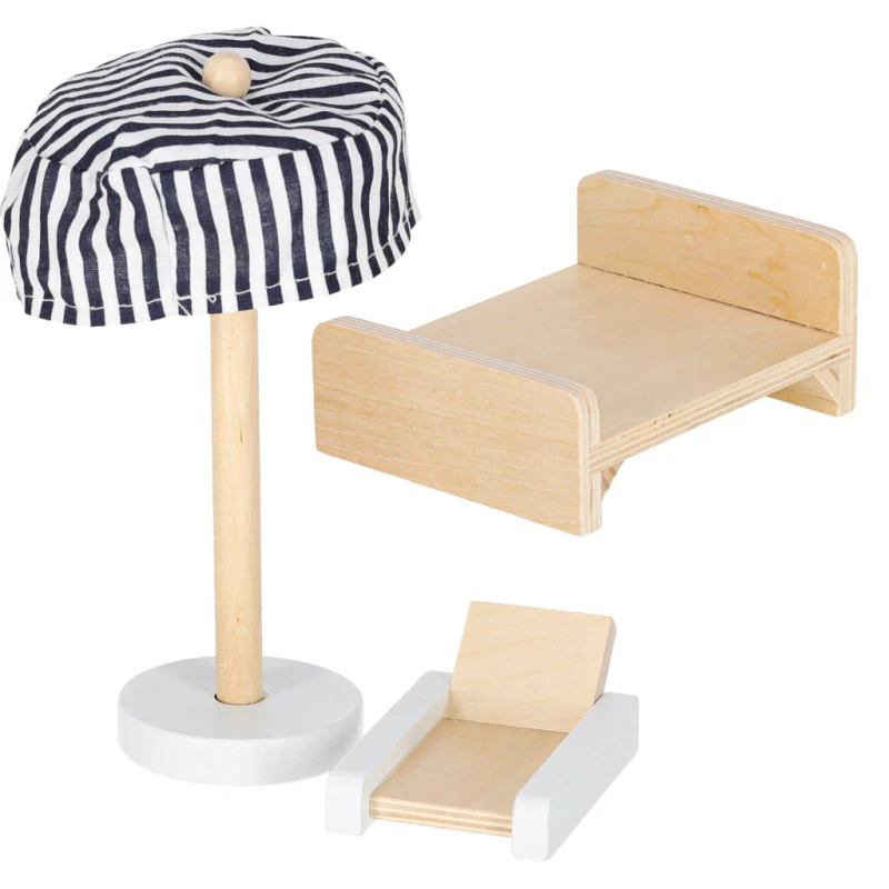 Drewniany domek dla lalek КІК 78 cm LED meble pastelowy
