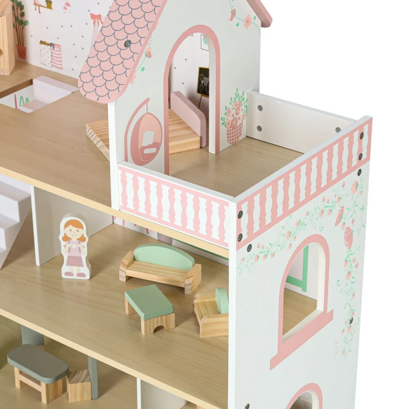 Domek dla lalek drewniany LULILO Peonio 70 cm LED różowy