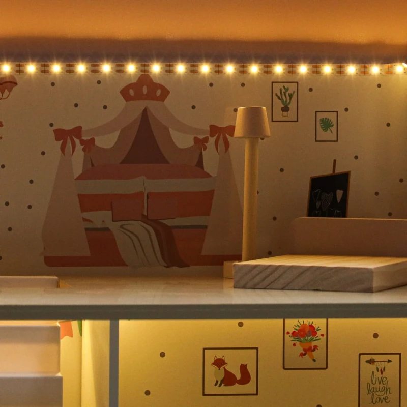 Domek dla lalek drewniany LULILO Peonio 70 cm LED różowy