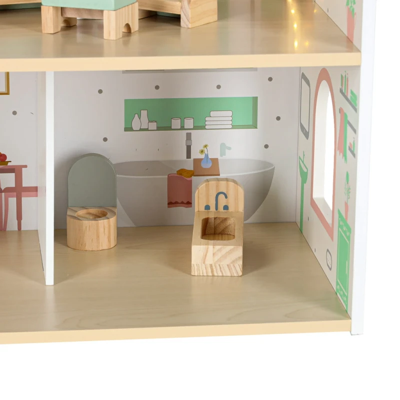 Domek dla lalek drewniany LULILO Peonio 70 cm LED różowy