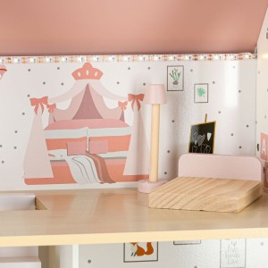Domek dla lalek drewniany LULILO Peonio 70cm LED róż