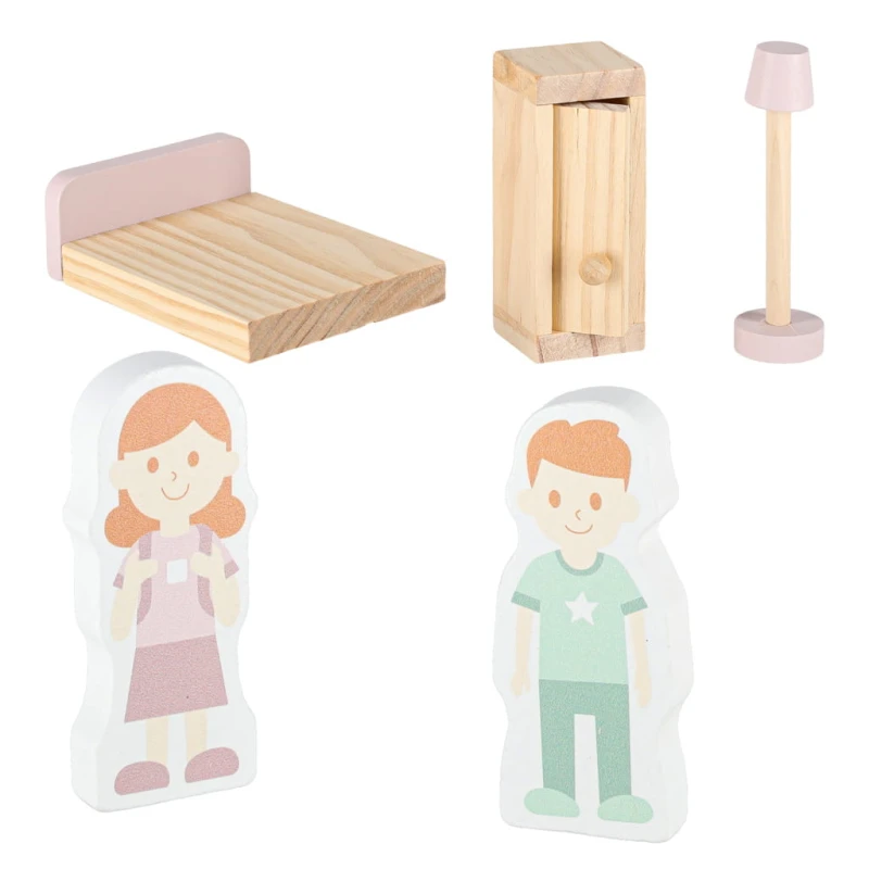 Domek dla lalek drewniany LULILO Peonio 70 cm LED różowy