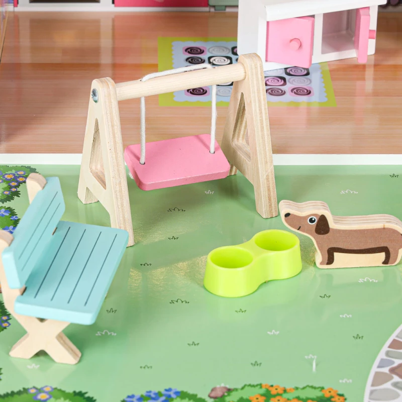 Domek dla lalek drewniany Lulilo Gardeno 70cm różowy LED - КІК