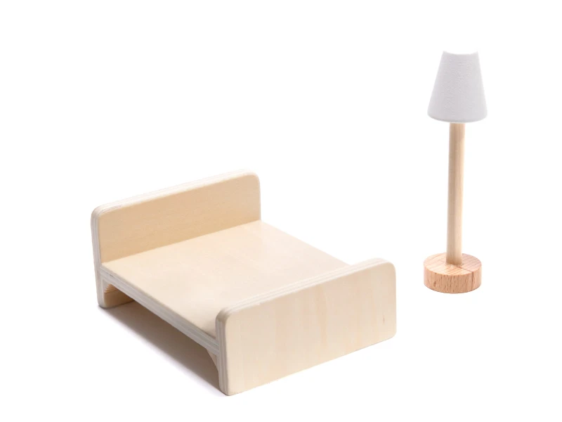 Domek dla lalek MDF КІК biały LED 78cm – 3 piętra, 16 mebli