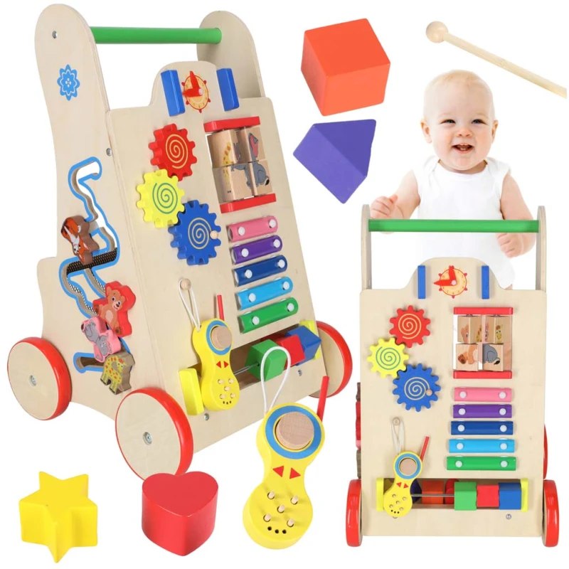 Pchacz drewniany 6w1 КІК – kostka edukacyjna, sorter, labirynt