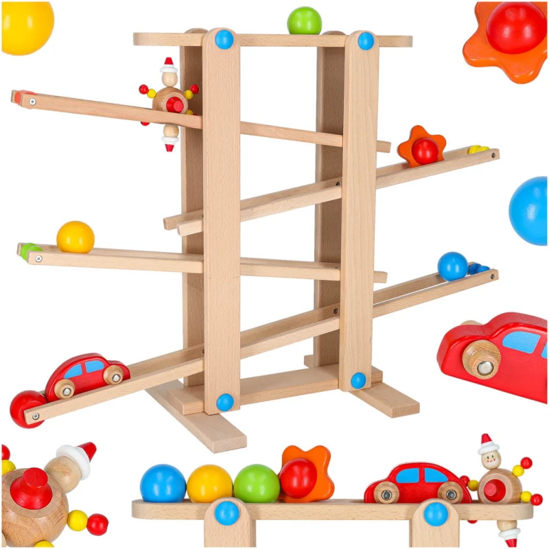 Tor kulkowy drewniany kulodrom montessori XXL