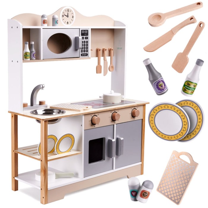 Kuchnia drewniana Lulilo Kuketo MDF 85cm z akcesoriami dla dzieci