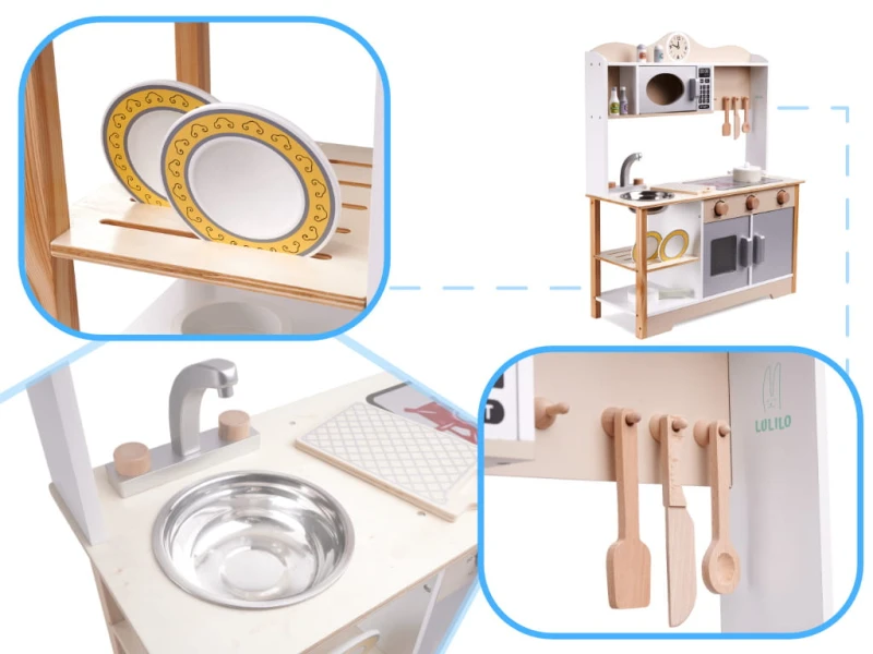 Kuchnia drewniana Lulilo Kuketo MDF 85cm z akcesoriami dla dzieci