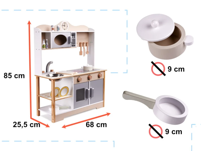 Kuchnia drewniana Lulilo Kuketo MDF 85cm z akcesoriami dla dzieci