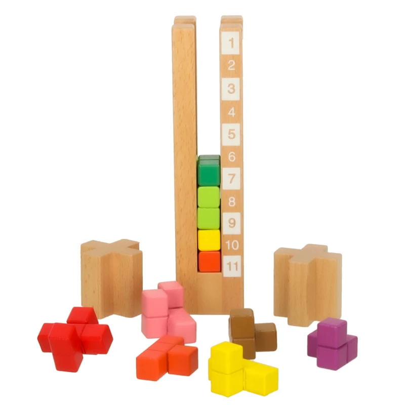 Klocki drewniane edukacyjne Montessori kolorowe КІК – 74 zadania