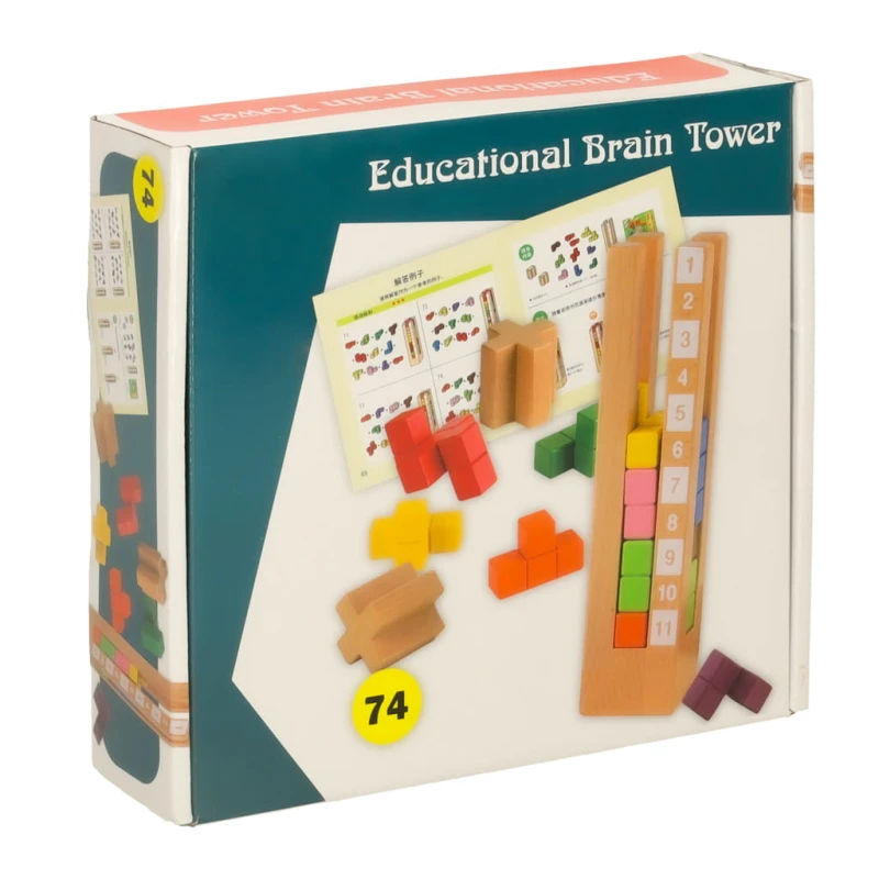 Klocki drewniane edukacyjne Montessori kolorowe КІК – 74 zadania