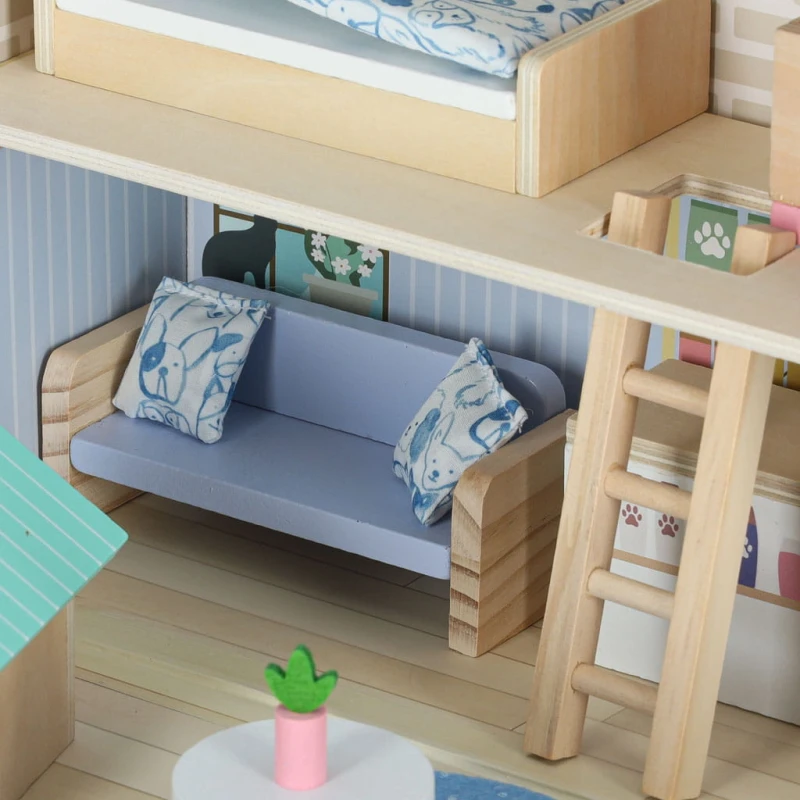 Domek w walizce hotel spa dla zwierząt КІК – drewniane mebelki, 18 el.