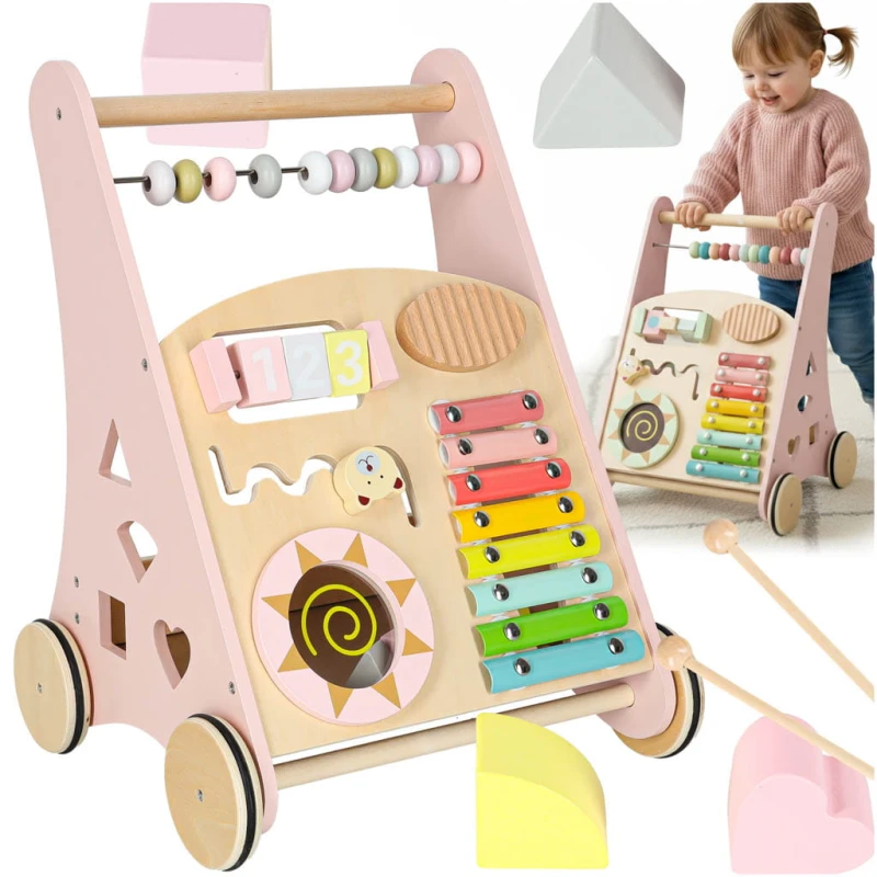 Pchacz drewniany z liczydłem różowy КІК  – 46,5 cm