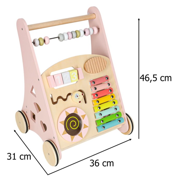Pchacz drewniany z liczydłem różowy КІК  – 46,5 cm