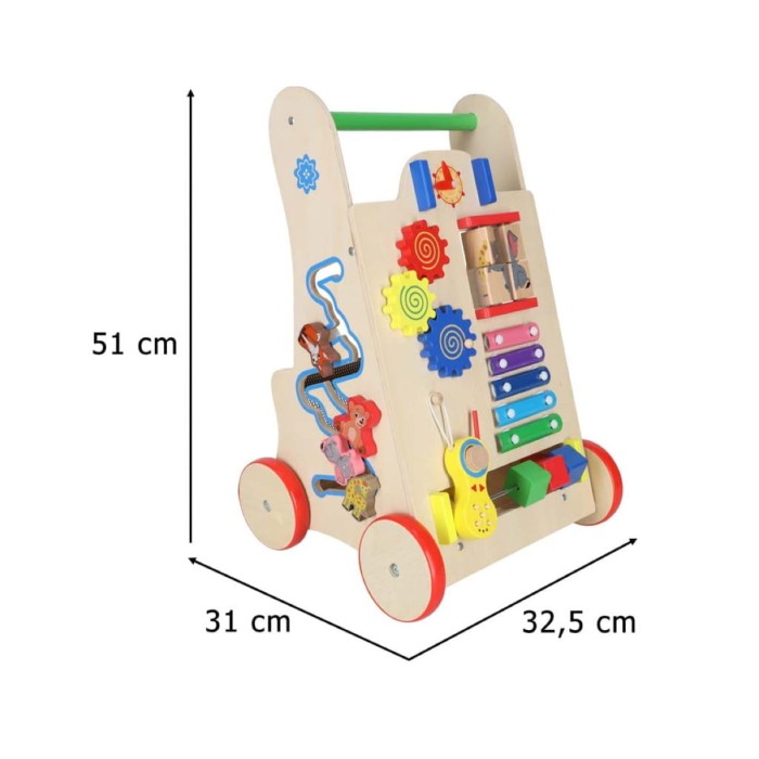 Pchacz drewniany 6w1 КІК – kostka edukacyjna, sorter, labirynt