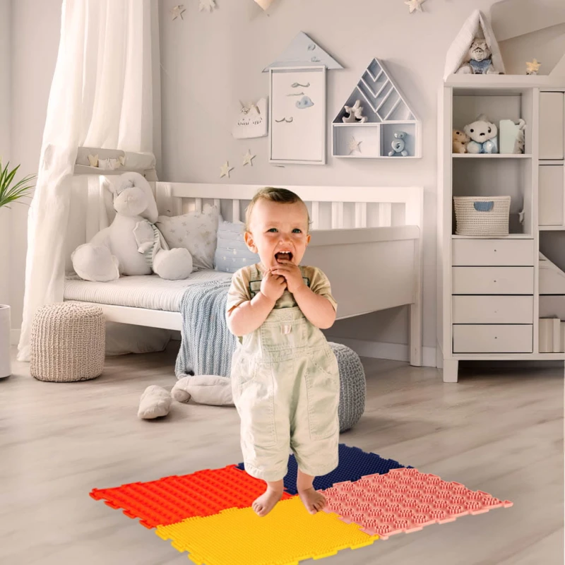 Mata sensoryczna puzzle КІК – masaż stóp, 8 elementów, kolorowa