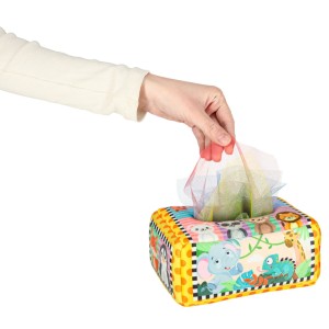 Sorter pudełko z chusteczkami sensoryczne montessori pluszowe cyfry litery