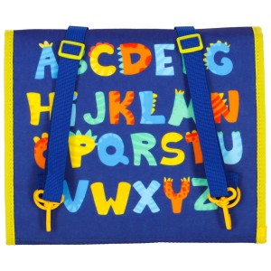 Tablica manipulacyjna sensoryczna montessori walizka plecak niebieski