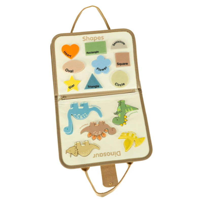 Tablica manipulacyjna Montessori КІК z dinozaurami - walizka 28x22 cm