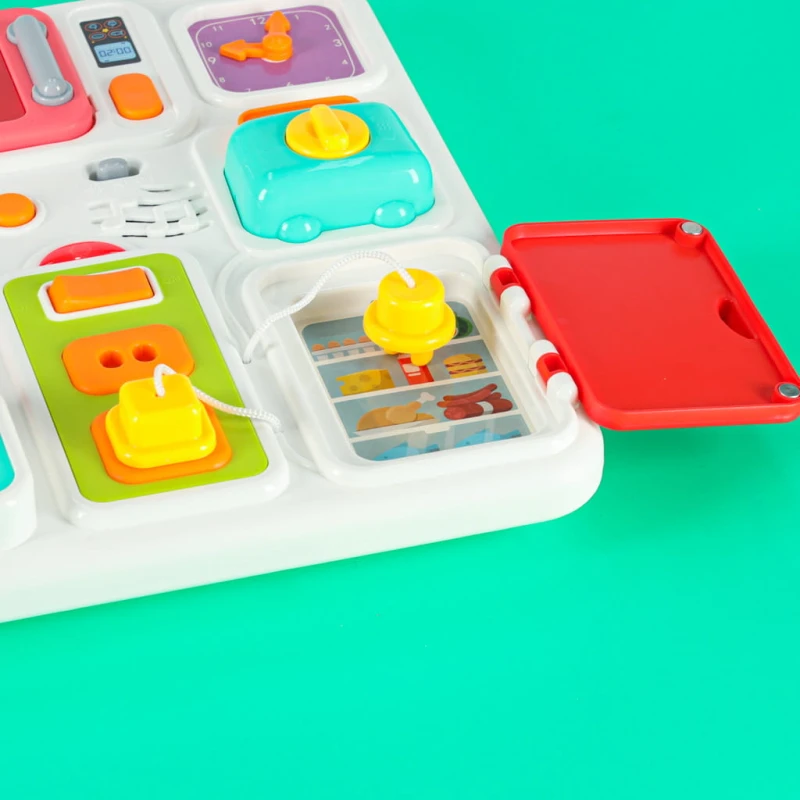Tablica manipulacyjna sensoryczna montessori kuchnia zegar swiatlo