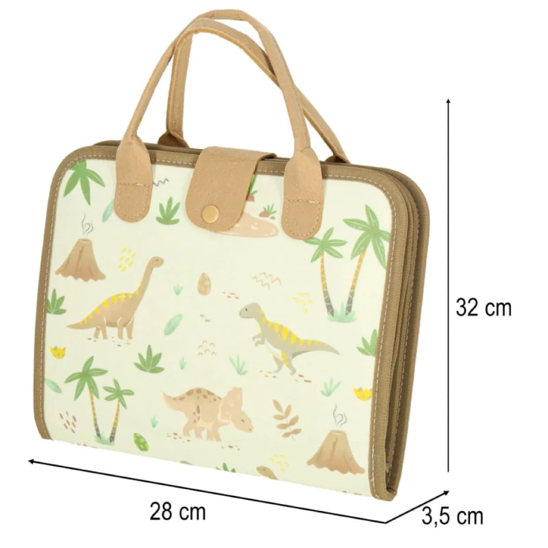 Tablica manipulacyjna Montessori КІК z dinozaurami - walizka 28x22 cm