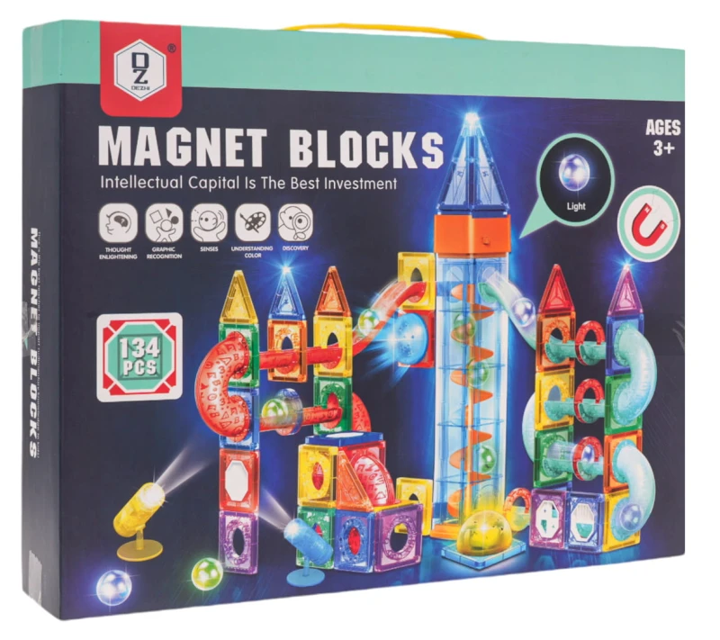 Klocki magnetyczne Ramiż z podświetleniem LED 134 elementy