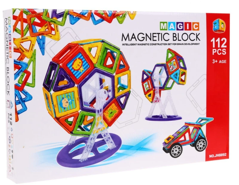 Klocki magnetyczne Ramiż 112 elementów - kreatywna zabawa edukacyjna