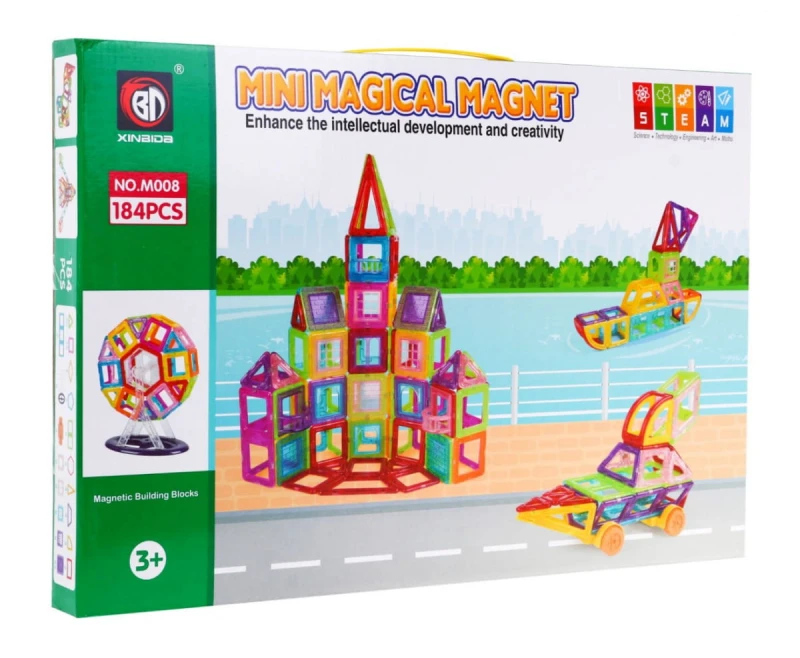 Klocki magnetyczne Ramiż MEGA zestaw 184 elementy dla dzieci
