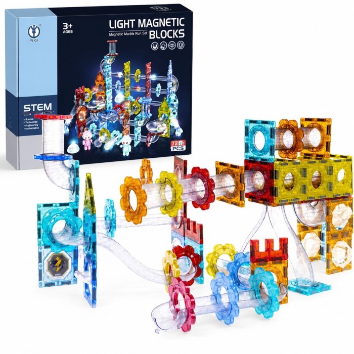 Klocki magnetyczne Ramiż kulkowy LED 176 elementów - zestaw świecący