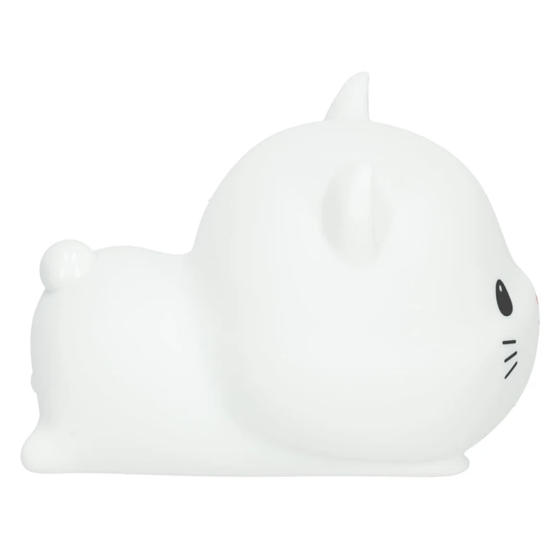 Lampka nocna silikonowa КІК kotek leżący USB biała 15x11x10 cm