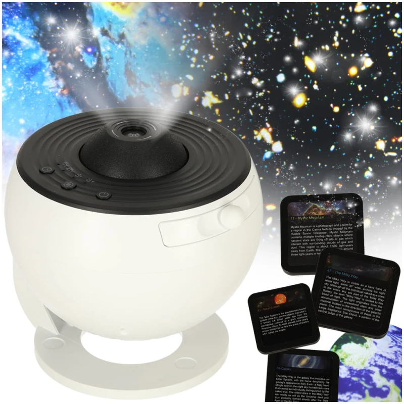 Projektor gwiazd КІК LED USB 12 dysków 360° timer planetarium