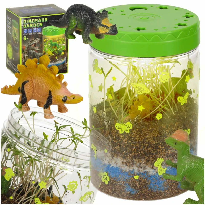 Hodowla dinozaurów terrarium LED 10x10x16 cm КІК SP – edukacyjny