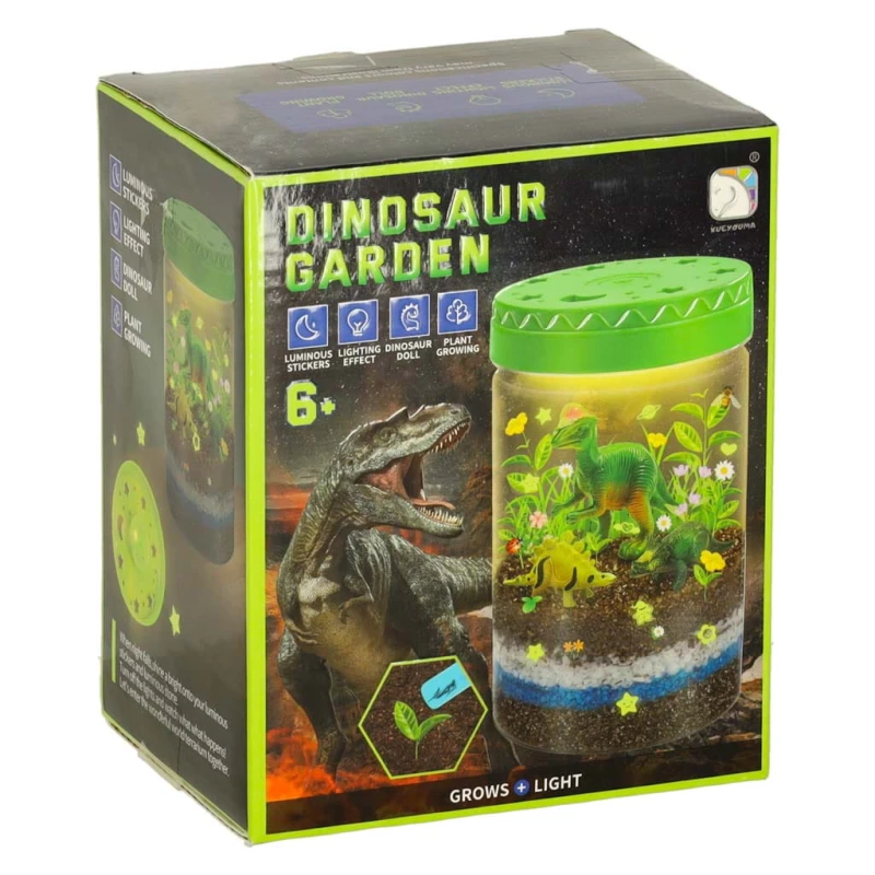 Hodowla dinozaurów terrarium LED 10x10x16 cm КІК SP – edukacyjny
