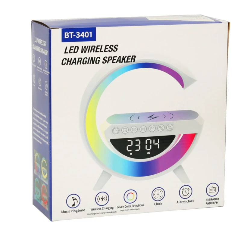 Lampka LED RGB КІК z głośnikiem Bluetooth, ładowarką i radiem