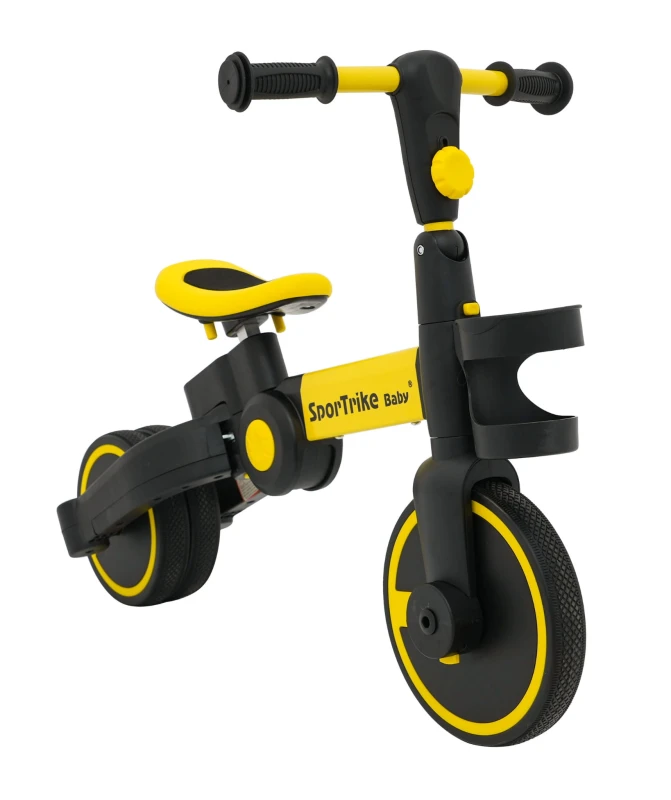 Rowerek trójkołowy Ramiż Happy Bike 3w1 Sportrike żółty z pchaczem