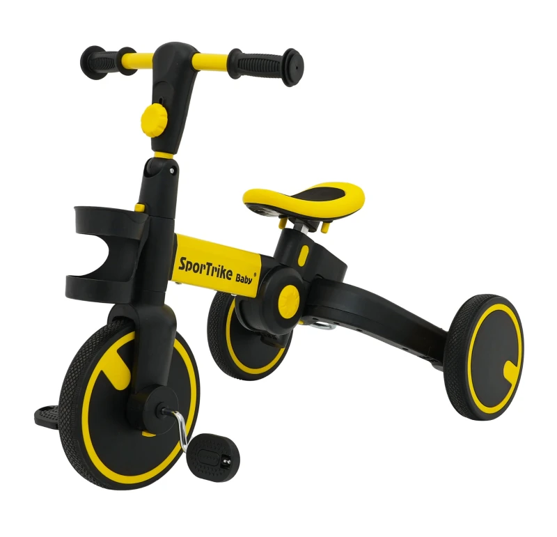 Rowerek trójkołowy Ramiż Happy Bike 3w1 Sportrike żółty z pchaczem