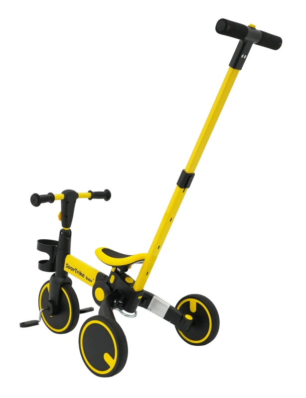 Rowerek trójkołowy Ramiż Happy Bike 3w1 Sportrike żółty z pchaczem