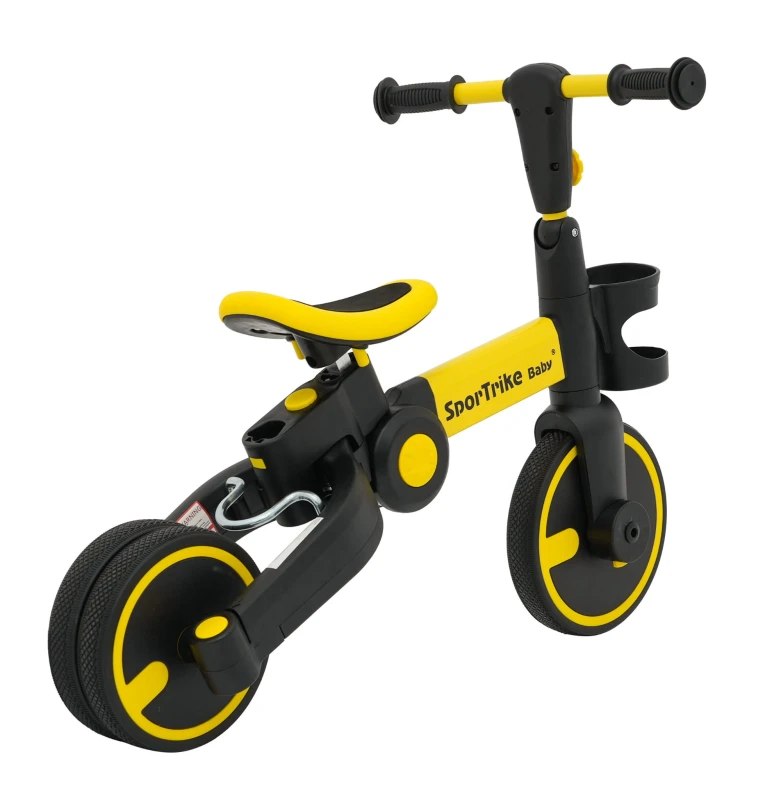 Rowerek trójkołowy Ramiż Happy Bike 3w1 Sportrike żółty z pchaczem