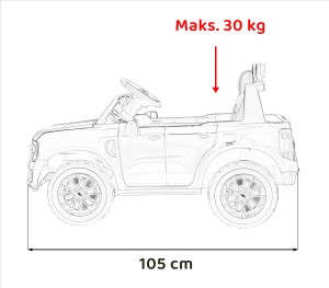 Pojazd akumulatorowy Ramiż Ford Ranger LIFT żółty - 105 cm