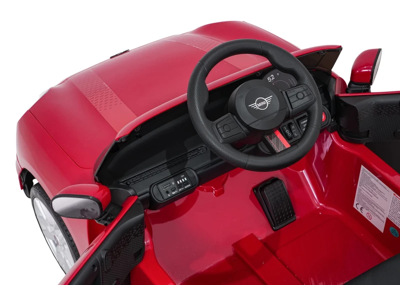 Pojazd elektryczny Mini Cooper czerwony z pilotem - akumulator 12V