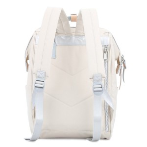 Plecak szkolny beżowo-zielony Himawari z USB - 19L, laptop 13,3